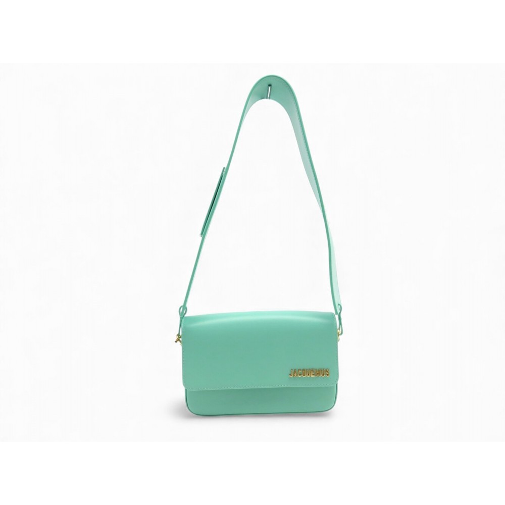 NEUF SAC A MAIN JACQUEMUS LE CARINU 213BA008-3190 CUIR TURQUOISE HAND BAG 580€