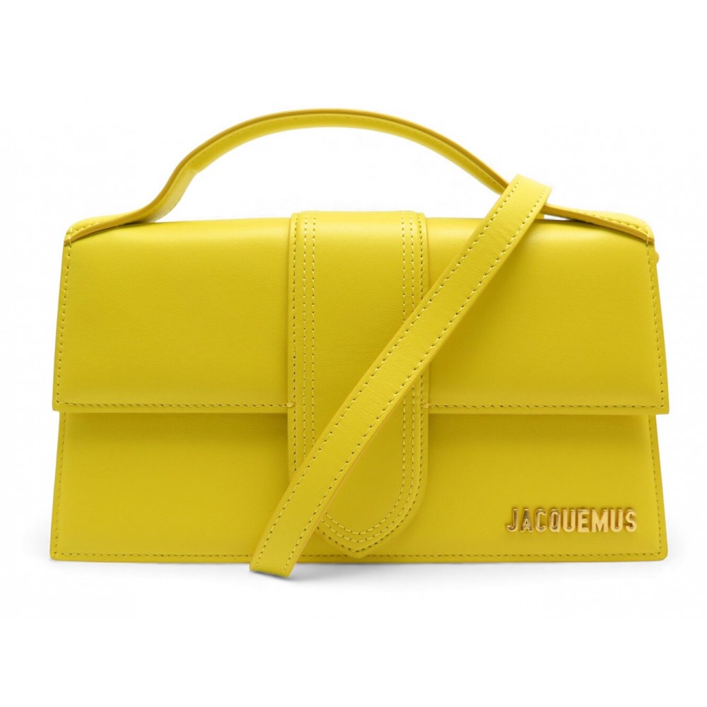 NEUF SAC A MAIN JACQUEMUS LE GRAND BAMBINO 213BA007 CUIR JAUNE BAG PURSE 820€