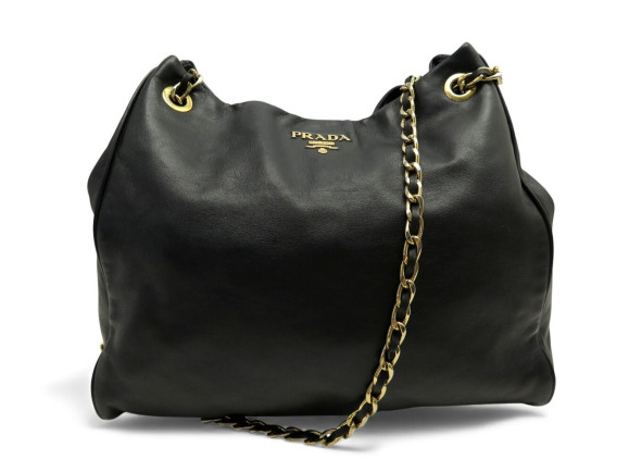 sac a main prada cabas en cuir noir bandouliere chaine