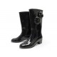 CHAUSSURES CHANEL BOTTES DE PLUIE CAMELIA 38 CAOUTCHOUC NOIR BOOTS SHOES 1300€