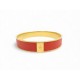BRACELET HERMES KAWAII CUIR GRAINE S 18CM ORANGE PLAQUE OR LEATHER BANGLE 660€