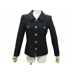 NEUF VESTE CHANEL PARIS CUBA RUNWAY P55551V30555 TWEED NOIR 40 M JACKET 6000€