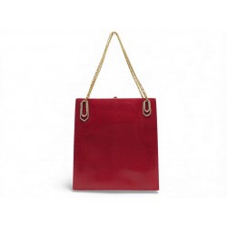 NEUF SAC A MAIN VALENTINO COLLECTION CUIR DE LEZARD ROUGE CHAINE METAL DORE BAG