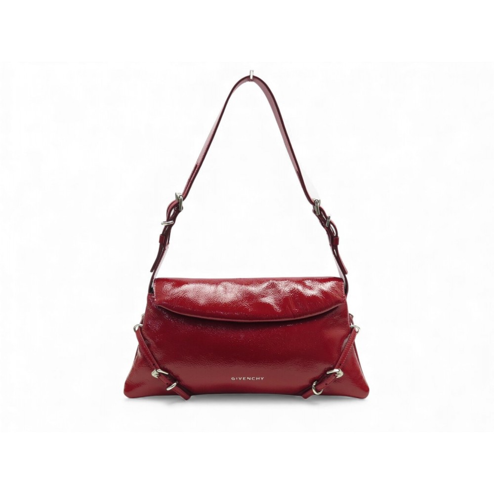 NEUF SAC A MAIN GIVENCHY P'TIT VOYOU PILLOW EN CUIR VERNIS ROUGE HAND BAG 1950€