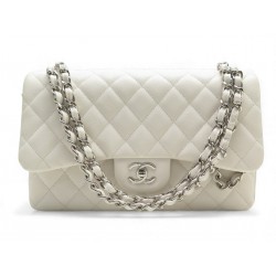NEUF SAC A MAIN CHANEL TIMELESS CLASSIQUE GRAND CUIR CAVIAR BLANC HANDBAG 11100€