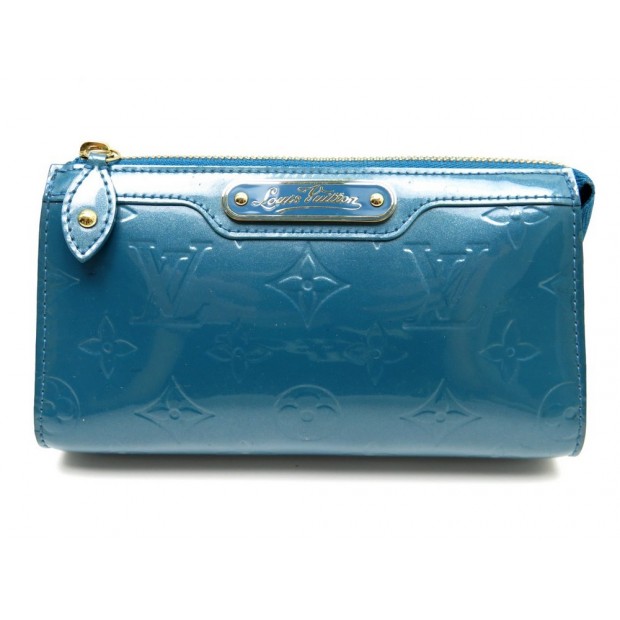 TROUSSE DE MAQUILLAGE LOUIS VUITTON MONOGRAM CUIR VERNI POCHETTE BLEU PURSE 645€