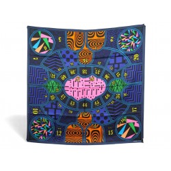 NEUF FOULARD HERMES JEU DE SOIE CARRE 90 CM EN SOIE BLEU PAGNI SILK SCARF 530€