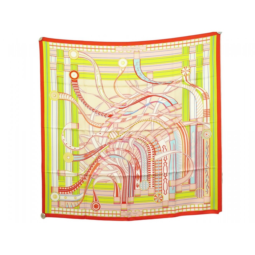 NEUF FOULARD HERMES VOLTES ET PIROUETTES CARRE 90 CM SOIE JAMIN SILK SCARF 530€