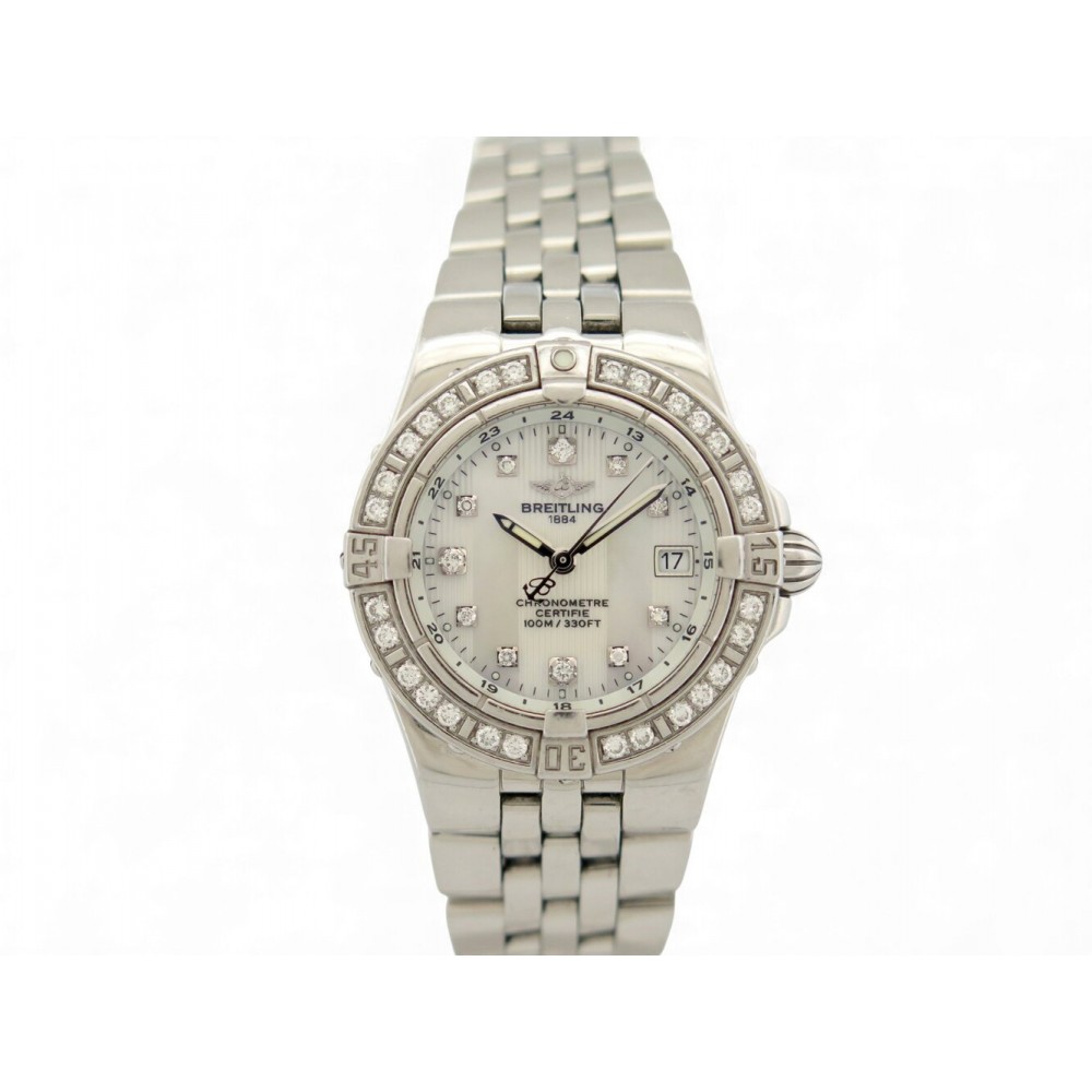 MONTRE BREITLING STARLINER A71340 30MM LUNETTE DIAMANTS ACIER QUARTZ WATCH 7200€