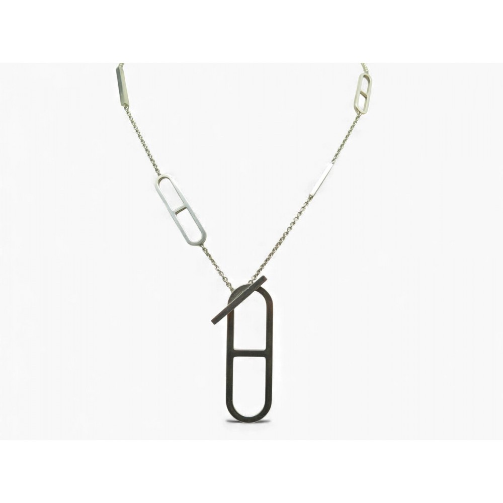 COLLIER HERMES SAUTOIR EVER CHAINE D'ANCRE 77 CM ARGENT 925 35GR SILVER NECKLACE