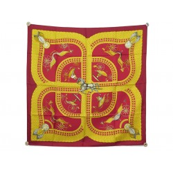 NEUF FOULARD HERMES VOITURES PANIERS ABADIE CARRE 90 CM SOIE BORDEAUX SCARF 530€