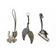 NEUF LOT 3 CHARMS ZADIG & VOLTAIRE BIJOUX DE SAC CUIR PORTE CLES KEY RING 185€