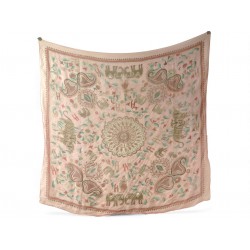 CHALE HERMES CARRE KANTHA EN MOUSSELINE DE SOIE ROSE 140 CM SILK SHAWL 1260€