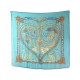 NEUF CHALE HERMES DE TOUT COEUR EN MOUSSELINE DE SOIE BLEU CARRE 140 SHAWL 1260€