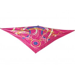 NEUF FOULARD HERMES POINTU TRIANGLE LA PROMENADE DU MATIN SOIE ROSE SCARF 590€