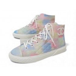 NEUF BASKETS MONTANTES CHANEL G38280 40.5 MATELASSEES LOGO CC SNEAKERS NEW 1500€