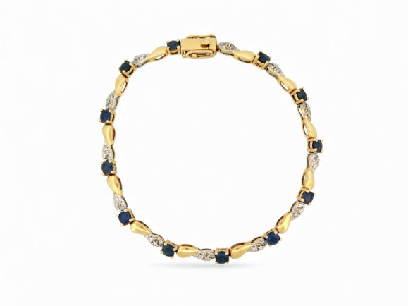 bracelet ligne en or jaune 18k 12gr t18 serti de 36