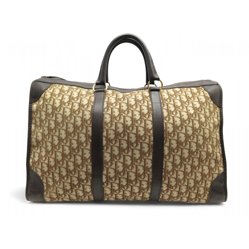 VINTAGE VALISE CHRISTIAN DIOR SAC DE VOYAGE A MAIN EN TOILE MONOGRAMME OBLIQUE