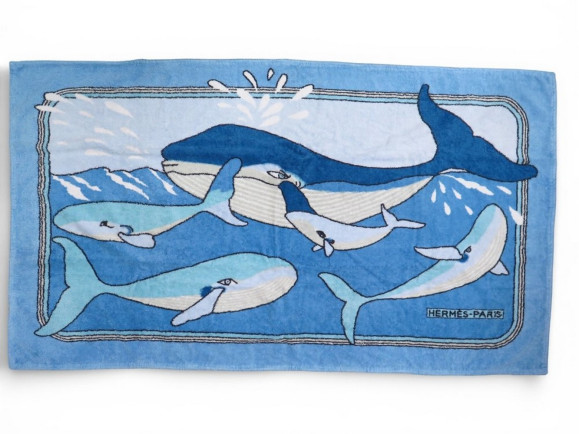 serviette de plage hermes les baleines gm tapis de