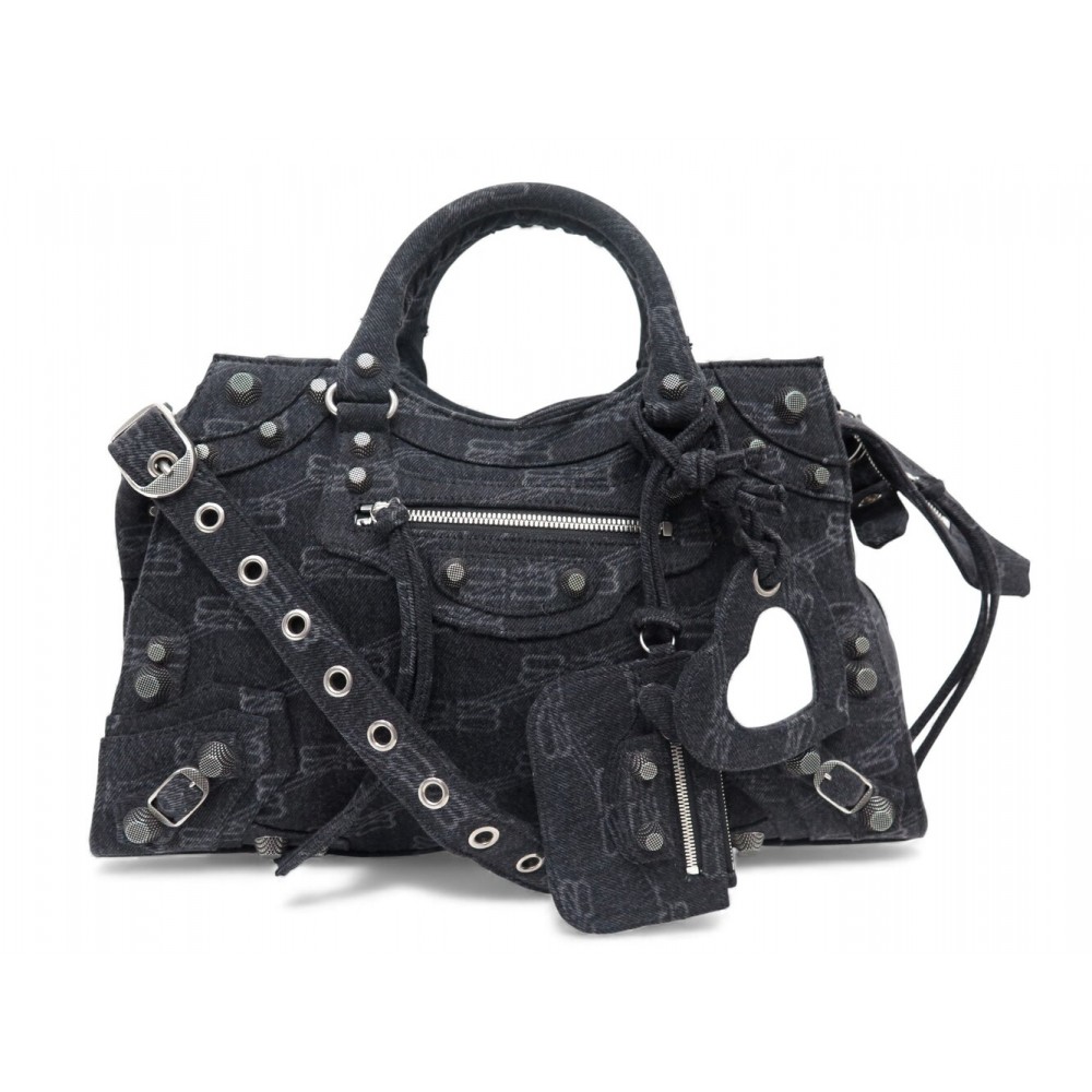 NEUF SAC A MAIN BALENCIAGA NEO CAGOLE CITY BB MONOGRAM DENIM BANDOULIERE 2300€