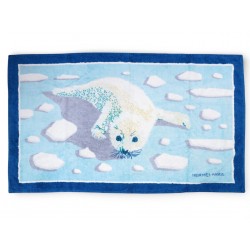 SERVIETTE DE PLAGE HERMES BEBE PHOQUE BLANCHON GM TAPIS DE BAIN BLEU TOWEL 610€