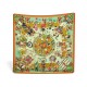 FOULARD HERMES KACHINAS KERMIT OLIVER CARRE 90 CM EN SOIE JAUNE SILK SCARF 530€