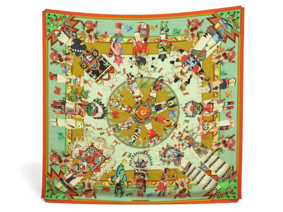 foulard hermes kachinas kermit oliver carre 90 cm en