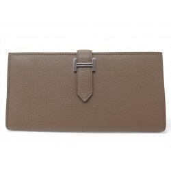 NEUF PORTEFEUILLE HERMES BEARN SOUFFLET CUIR EPSOM MARRON LEATHER WALLET 3200€