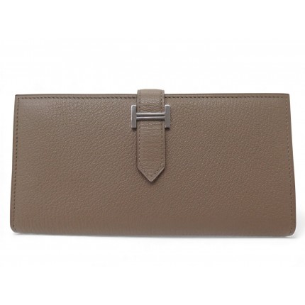 NEUF PORTEFEUILLE HERMES BEARN SOUFFLET CUIR EPSOM MARRON LEATHER WALLET 3200€