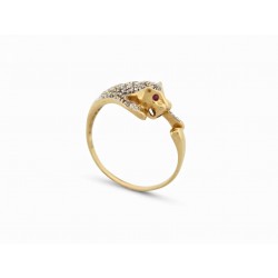 BAGUE PANTHERE OR JAUNE 18K 3.2GR T59 SERTIE DIAMANTS BRILLANTS YELLOW GOLD RING