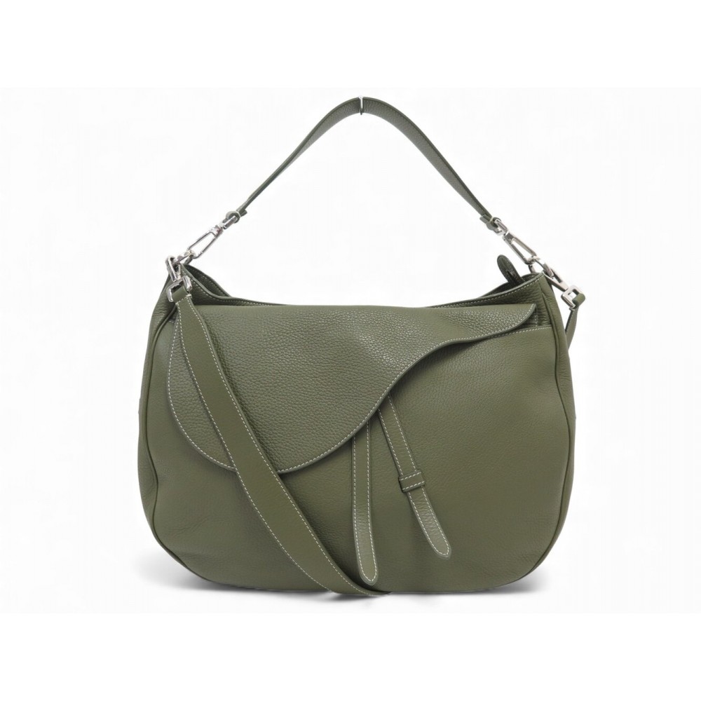 NEUF SAC A MAIN DIOR SADDLE HOBO EN CUIR GRAINE KAKI BANDOULIERE HAND BAG 3000€