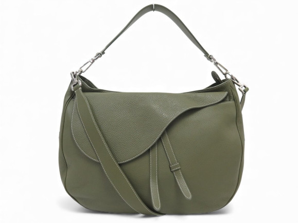 sac a main dior saddle hobo en cuir graine kaki