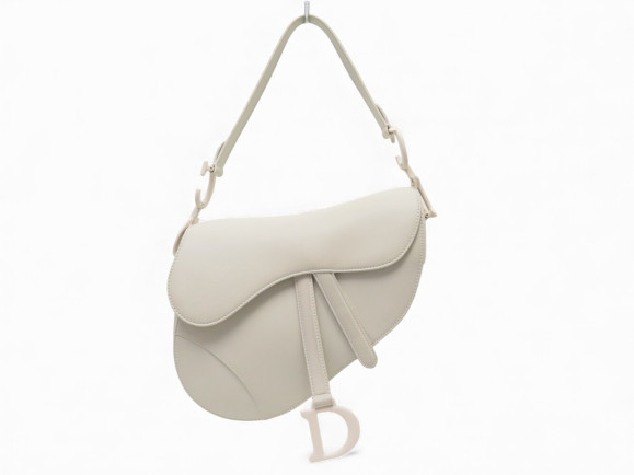 sac a main christian dior saddle en cuir blanc