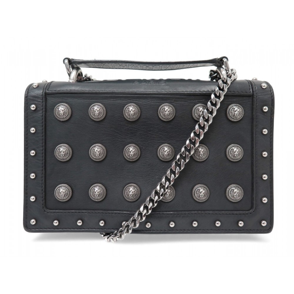 SAC A MAIN BALMAIN LOVE BUTTON CUIR NOIR CHAINE BANDOULIERE HAND BAG PURSE 2170€