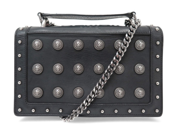 sac a main balmain love button cuir noir chaine