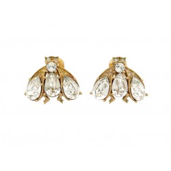 VINTAGE BOUCLES D'OREILLES CHRISTIAN DIOR ABEILLES A STRASS DORE BEES EARRINGS