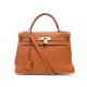 SAC A MAIN HERMES KELLY II 32 RETOURNE EN CUIR TOGO ORANGE 2005 BANDOULIERE BAG