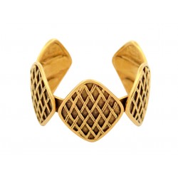 VINTAGE BRACELET CHANEL MANCHETTE OUVERTE 1990-91 METAL DORE GOLDEN STRAP BANGLE