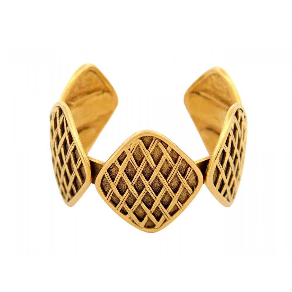VINTAGE BRACELET CHANEL MANCHETTE OUVERTE 1990-91 METAL DORE GOLDEN STRAP BANGLE