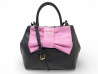 sac a main prada noeud cuir noir et rose