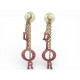 NEUF BOUCLES D'OREILLES DIOR TRIBALES PENDANTES STRASS ROSE EN METAL DORE 460€