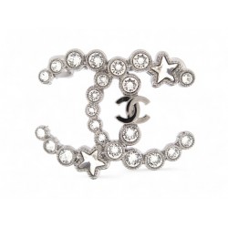 NEUF BROCHE CHANEL LOGO CC ETOILE STRASS 2024 METAL ARGENTE SILVERED BROOCH 750€