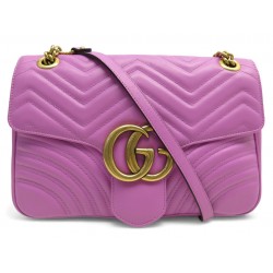 SAC A MAIN GUCCI GG MARMONT GM MATELASSE 443496 BANDOULIERE EN CUIR ROSE 2300€