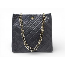 VINTAGE SAC A MAIN CHANEL CABAS SHOPPING EN CUIR MATELASSE NOIR HAND BAG 6500€