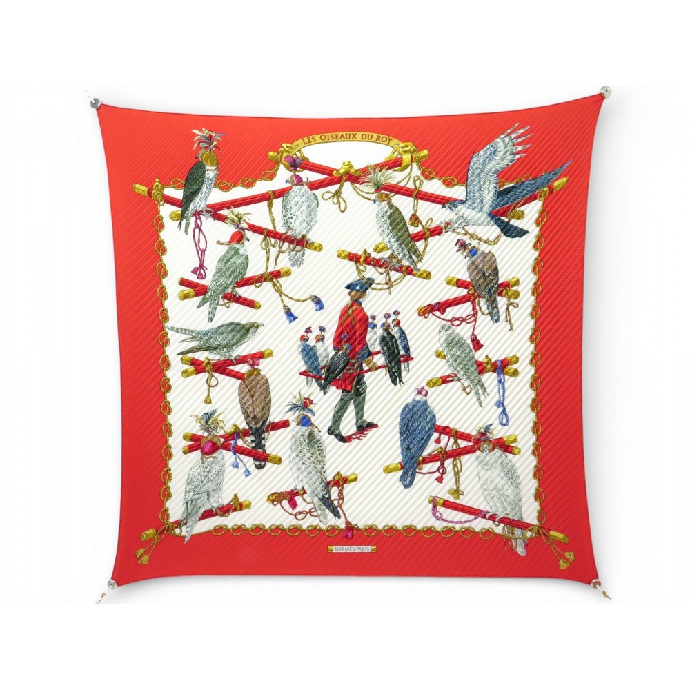 FOULARD HERMES PLISSE LES OISEAUX DU ROY CATY LATHAM CARRE 90 SILK SCARF 530€