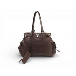 SAC A MAIN PRADA EN CUIR VITELLA DAINO GRAINE MARRON PORTE EPAULE HAND BAG 3500€