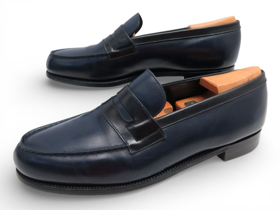 chaussures jm weston 180 mocassins cuir bleu 8d