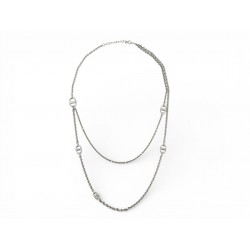 NEUF COLLIER DIOR SAUTOIR 30 MONTAIGNE LOGO CD 56CM METAL ARGENTE NECKLACE 870€