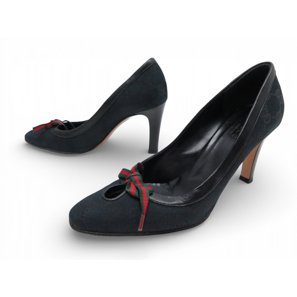 CHAUSSURES GUCCI NOEUD 147720 ESCARPINS TOILE MONOGRAMMEE SUPREME 36 37 FR 880€