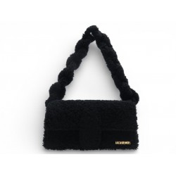 NEUF SAC A MAIN JACQUEMUS BAMBIDOU FOURRURE PEAU LAINEE NOIR BLACK FUR BAG 2210€